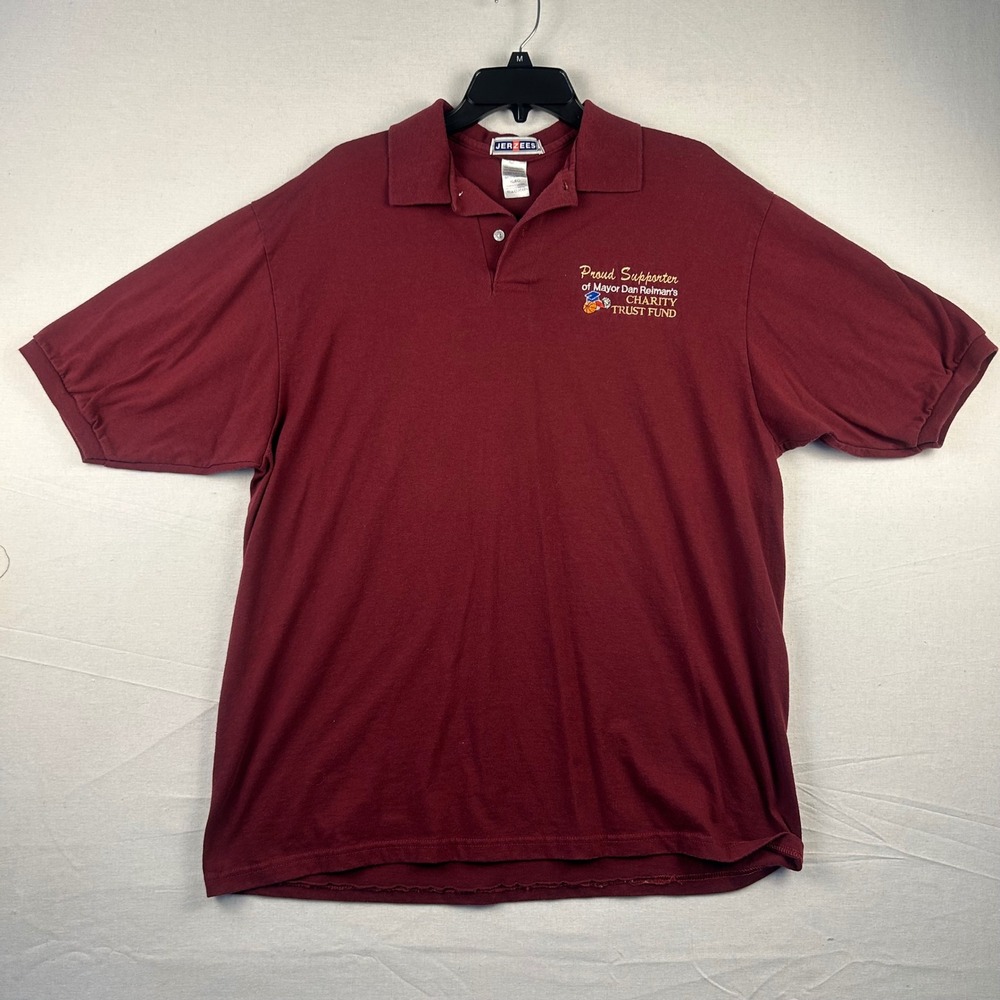 Jerzees Mens XL Burgundy SpotShield Mayor Dan Reiman Charity Polo Shirt
